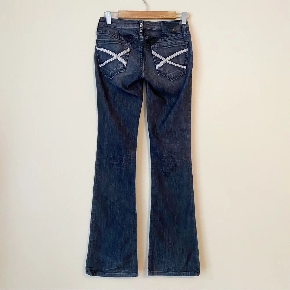 Robin’s Jean Angel Embroidered Leather Trim Bootcut Jeans - 26